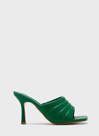 Stitch Detail Puffy Mule Sandals