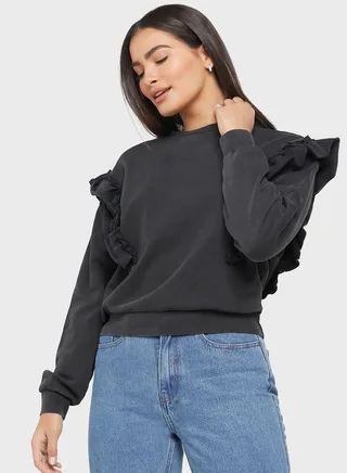 Ruffle Detail Sweatshirt