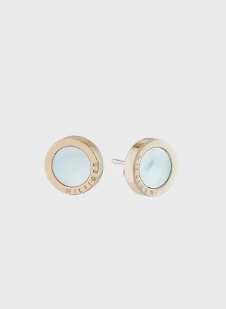 Ionic Plated Carnation Gold Steel & Mop Earrings