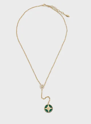 Necklace With Mother Of Pearl Inlay & Crystal