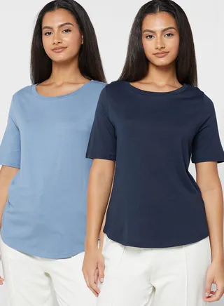2 Pack Cotton Modal Cool Comfort Pyjama Tops