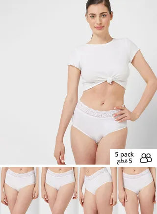 5 Pack Cotton Lycra& Lace Full Briefs