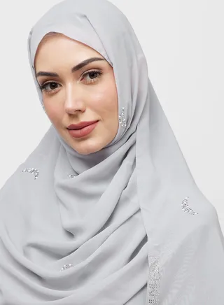 Chiffon Hijab With Stone Work