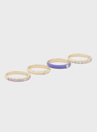 4 Pc Diamante Ring Set