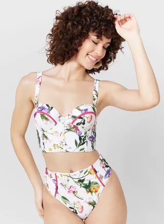 High Leg Printed Bikini Bottom