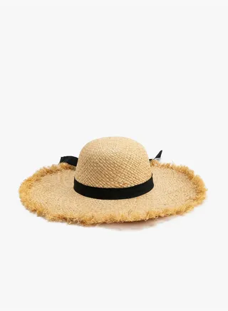Straw Hat Fedora Bow Tie Detail