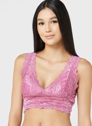 Plunge Neck Knitted Bra