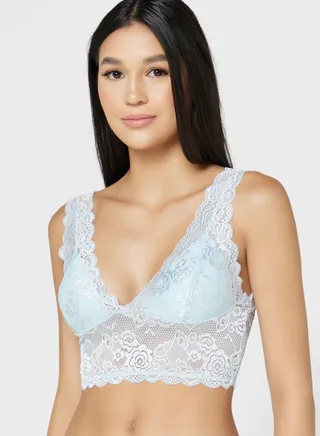 Plunge Neck Knitted Bra