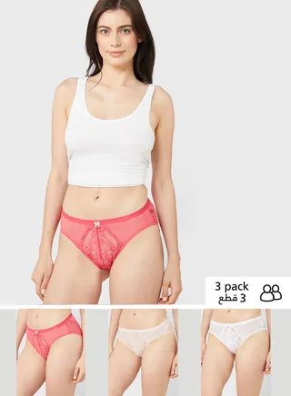 3 Pack Lace High Waisted High Leg Knickers