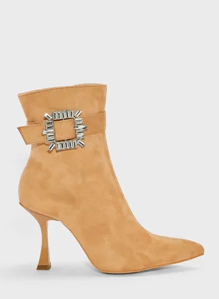 Jewelled High Heel Point Toe Boots