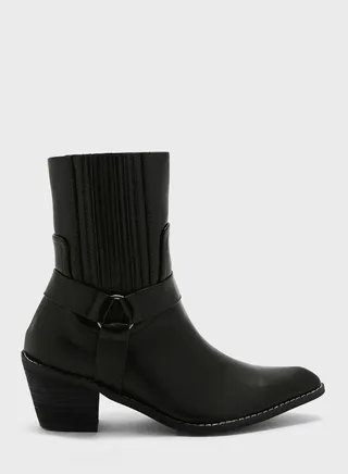 Cowboy Heel Ankle Boots