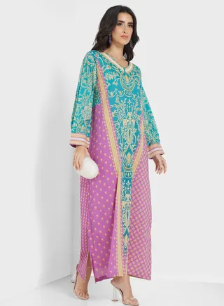 Side Slit Printed Jalabiya