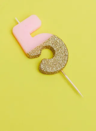 Glitter Number 5 Candle