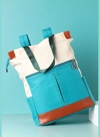 Colour block Travel Backpack with Zip Lock For Women