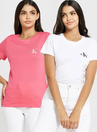 2 Pack Round Neck Logo T-Shirt