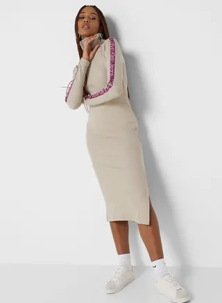 Turtle Neck Ribbed Dress