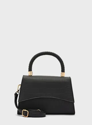 Weaved Handle Satchel Bag