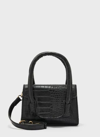Croc Effect Mini Satchel Bag
