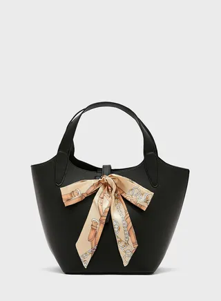Silky Bow Detail Bucket Tote Bag