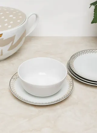 Set Of 4 Coupe Side Plate Deco Glam - Black/Gold In Mail Order Packaging