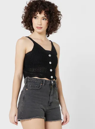Button Down Lace Detail Top