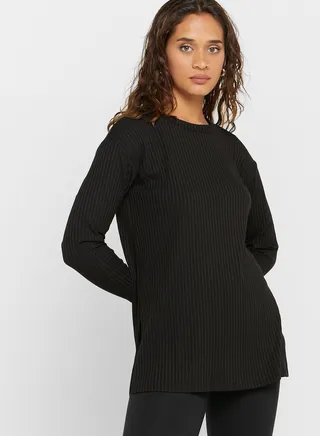 Round Neck Ribbed Top