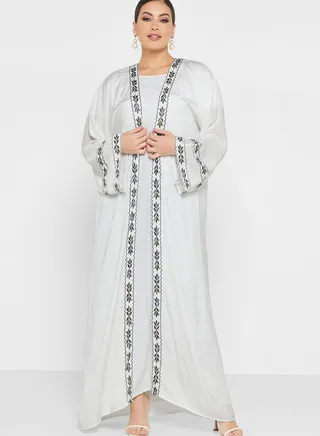 V-Neck Embroidered Abaya