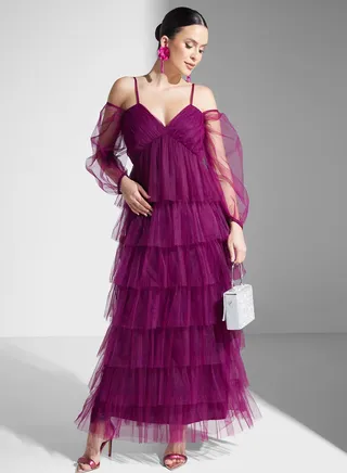 Strappy V-Neck Ruffle Detail Dress