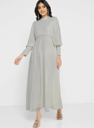 Puff Sleeve A-Line Dress