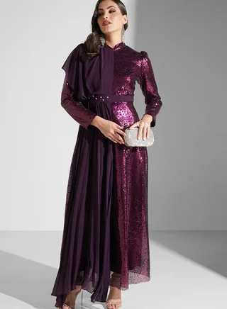 Chiffon Overlap Shimmer Dress