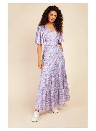 Little Mistress Print Wrap Maxi Dress