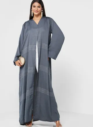 V-Neck Embroidered Abaya