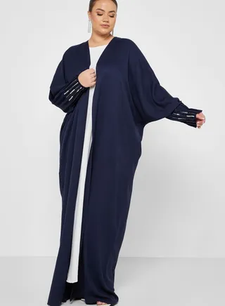 Seam Detail Sleeve Hem Bisht Abaya