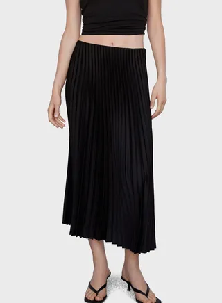 Plisse Midi Skirt