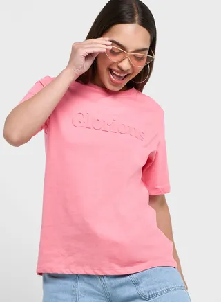 Embossed Slogan T-Shirt