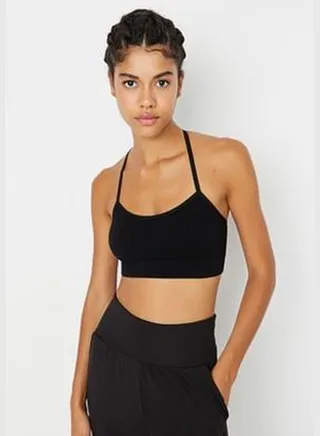 Black Seamless/Seamless Back Detail Lightly Supported/Shaping Sports Bra