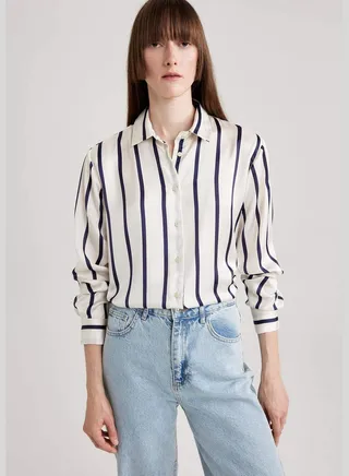 Woman Oversize Fit Printed Satin Long Shirt