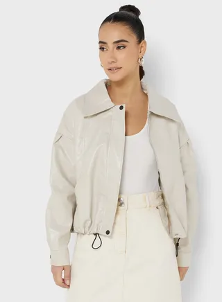 Aviator Leather Look Jacket