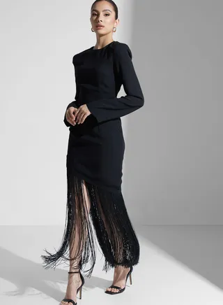 Fringe Hem Knitted Dress