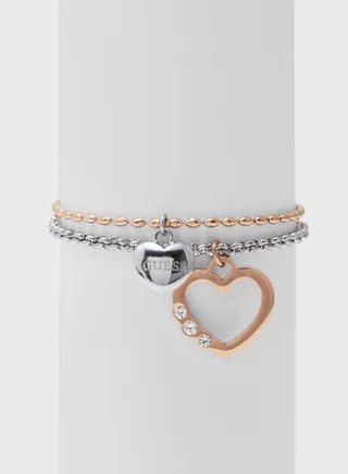 Double Chain Rose Heart Bracelet
