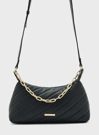 Top Handle Chain Detail Satchel