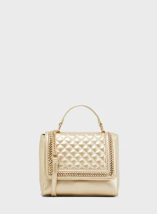 Embellished Detail Quilted Satchel
