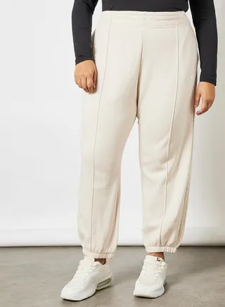 Plus Size Fleece Sweatpants Beige