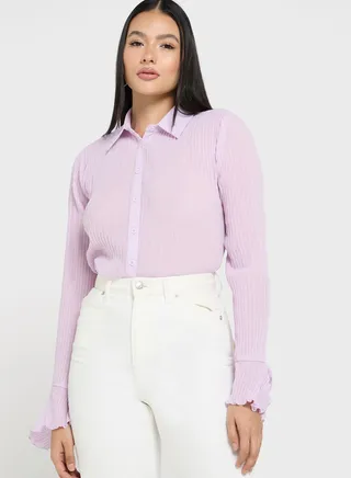 Pleated Button Down Top