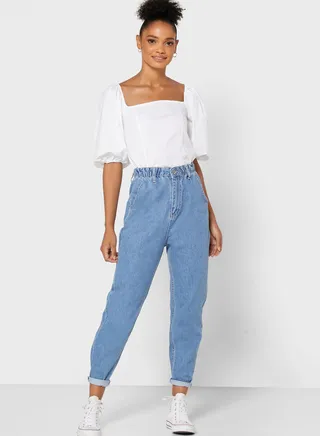 Elasticated Waist Mom Jeans