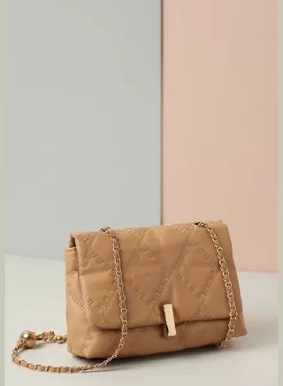 Textured Casual PU Leather Mini Sling Bag with Push Lock For Women