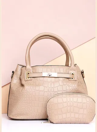 Textured Casual Regular Hand Bag with Zip Lock For Women