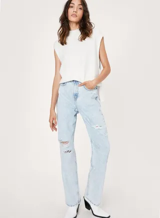 Ripped Straight Jeans