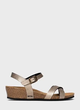 Canberra Strappy Mid Heel Wedges