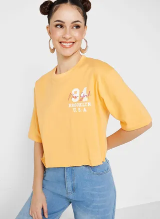 Oversized Graphic Crop T-Shirt